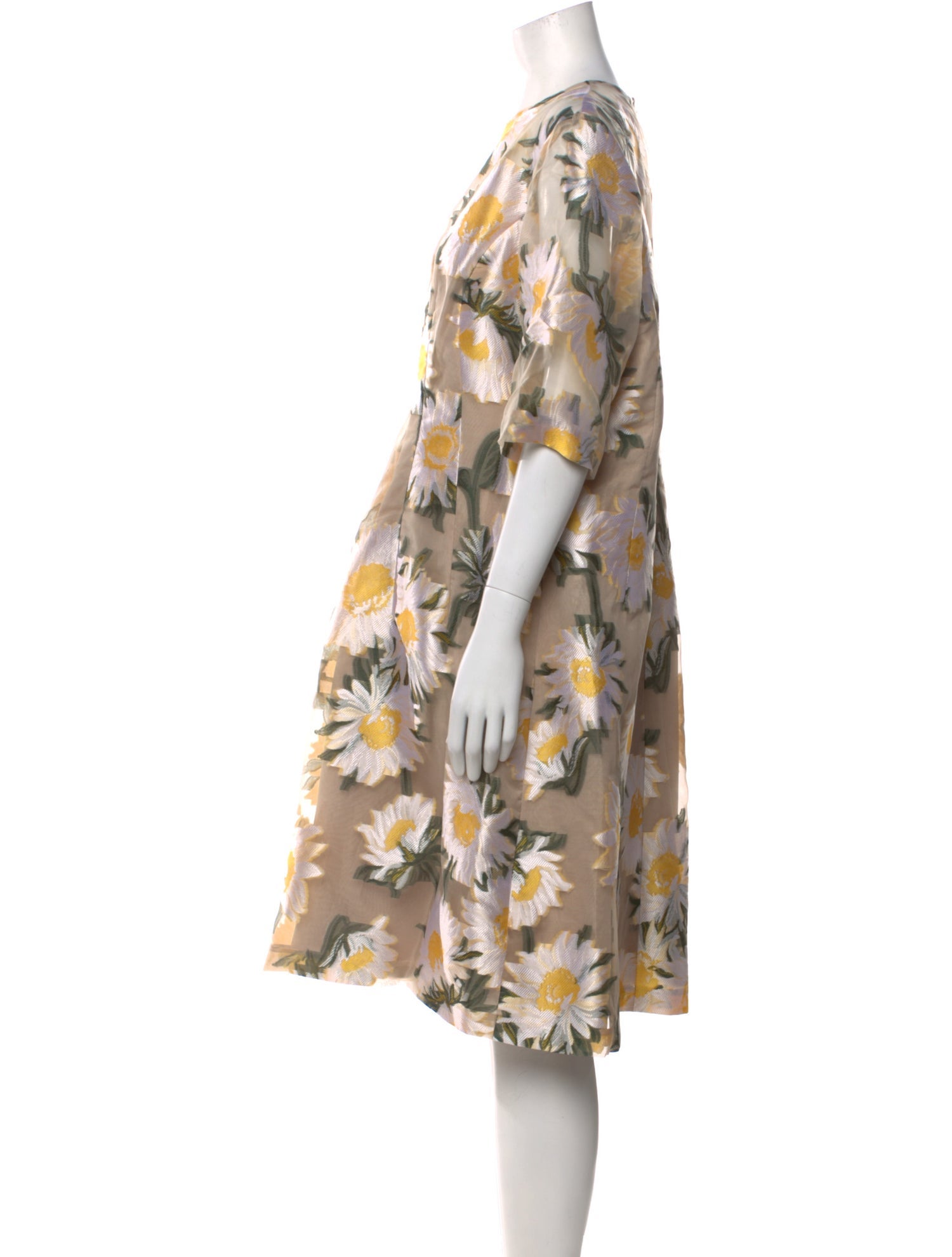 Lela Rose Floral Print Midi Length Dress