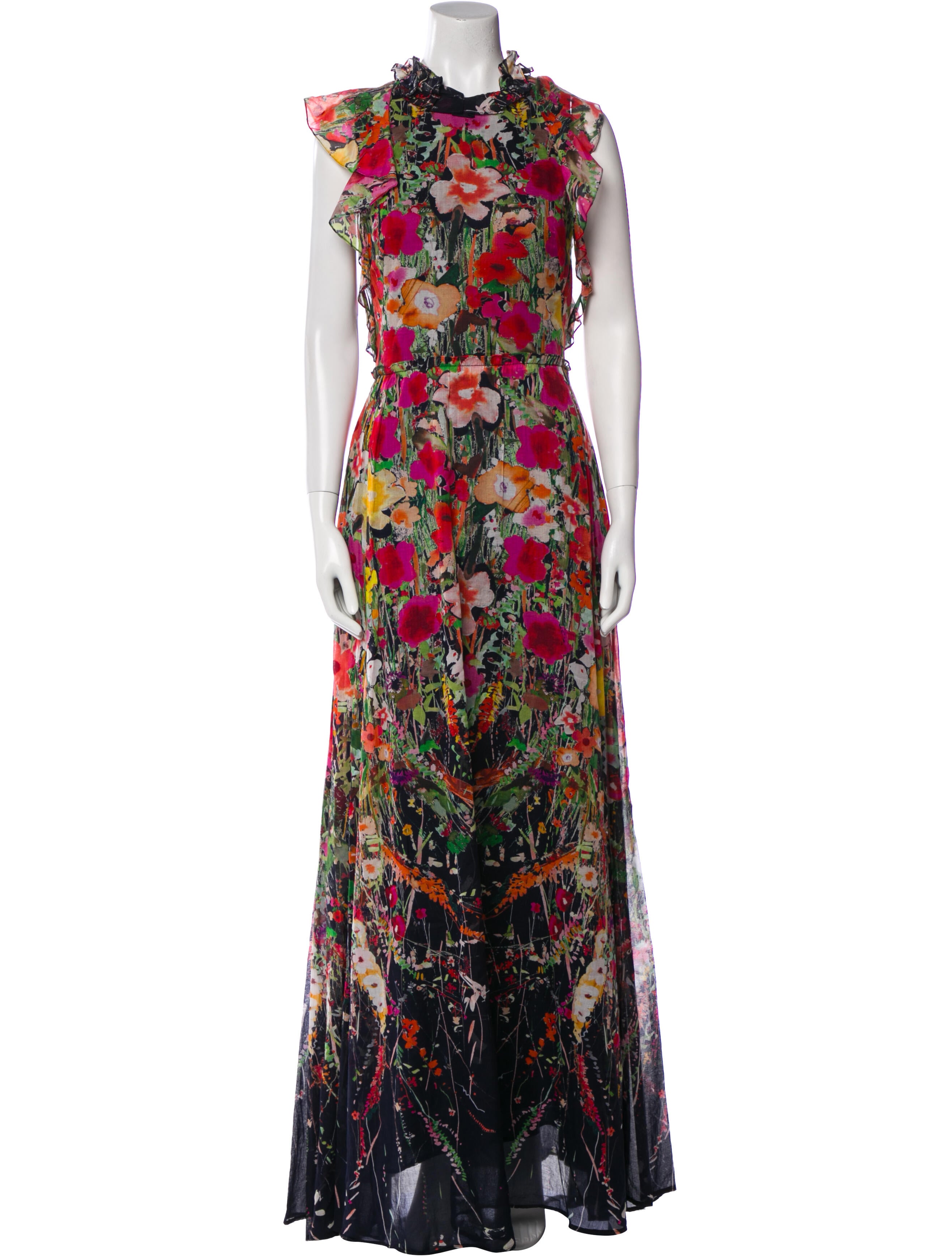 Lela Rose Floral Print Long Dress