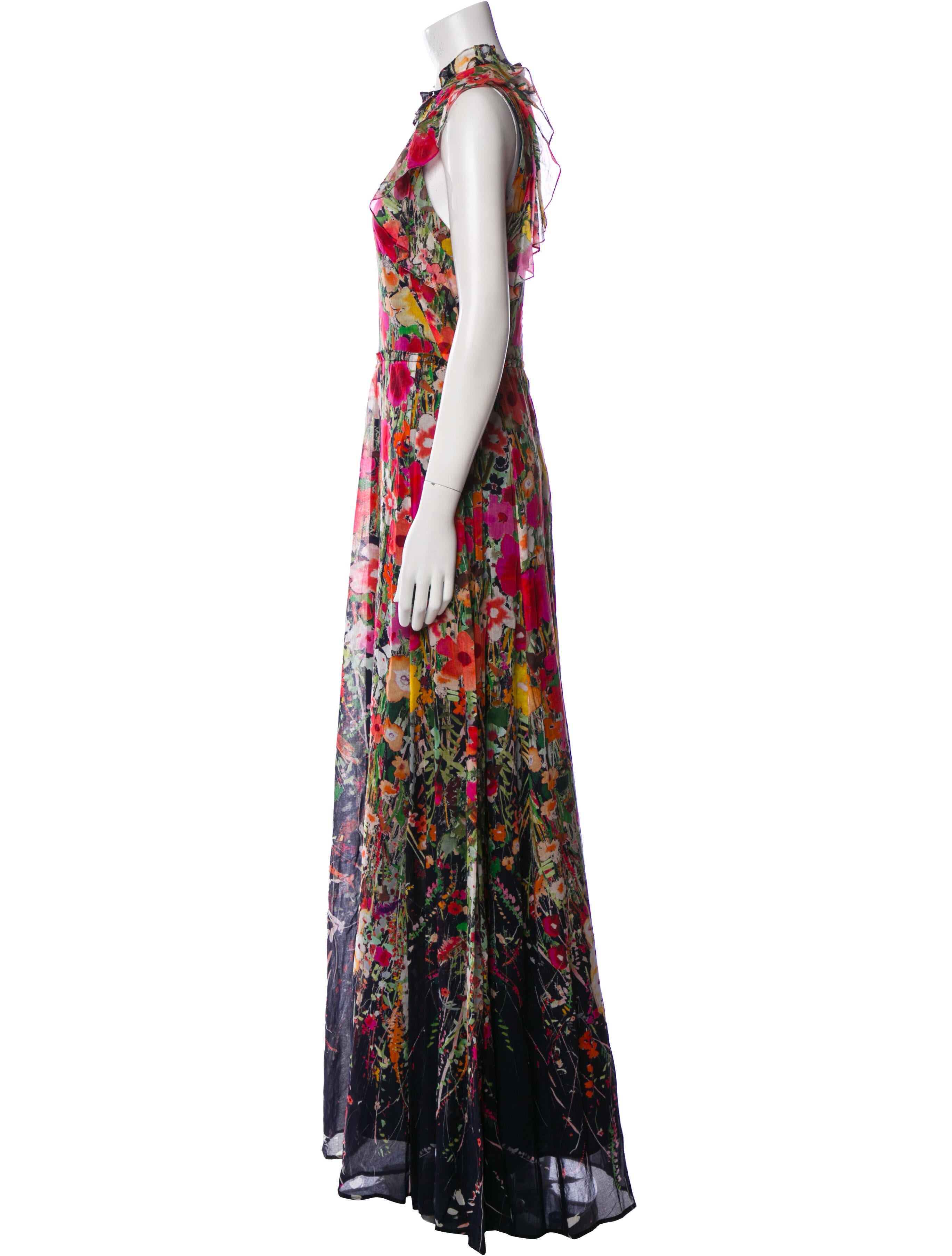 Lela Rose Floral Print Long Dress