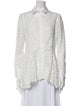 Lela Rose Lace Pattern Long Sleeve Button-Up Top