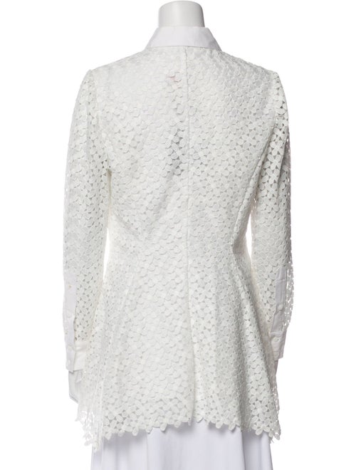 Lela Rose Lace Pattern Long Sleeve Button-Up Top