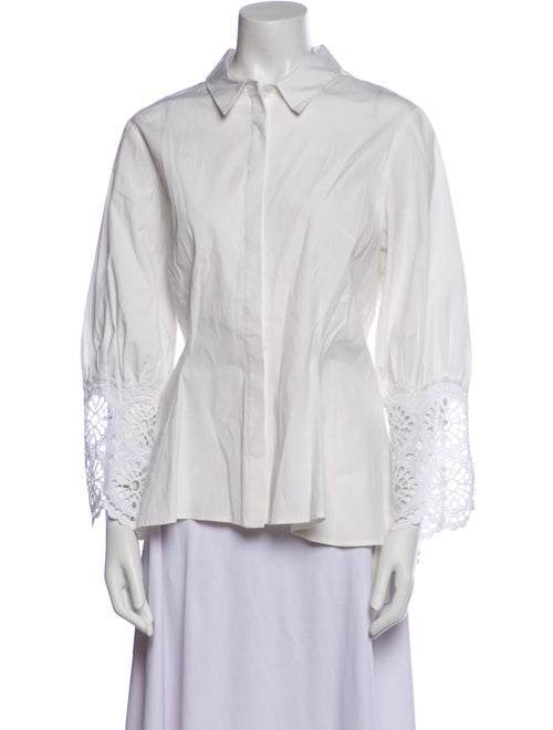 Lela Rose Long Sleeve Button-Up Top