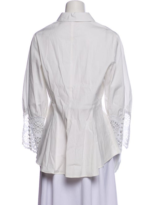 Lela Rose Long Sleeve Button-Up Top
