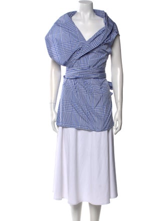 Lela Rose Plaid Print Asymmetrical Tunic