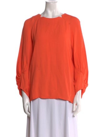 Lela Rose Crew Neck Three-Quarter Sleeve Blouse