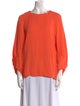 Lela Rose Crew Neck Three-Quarter Sleeve Blouse