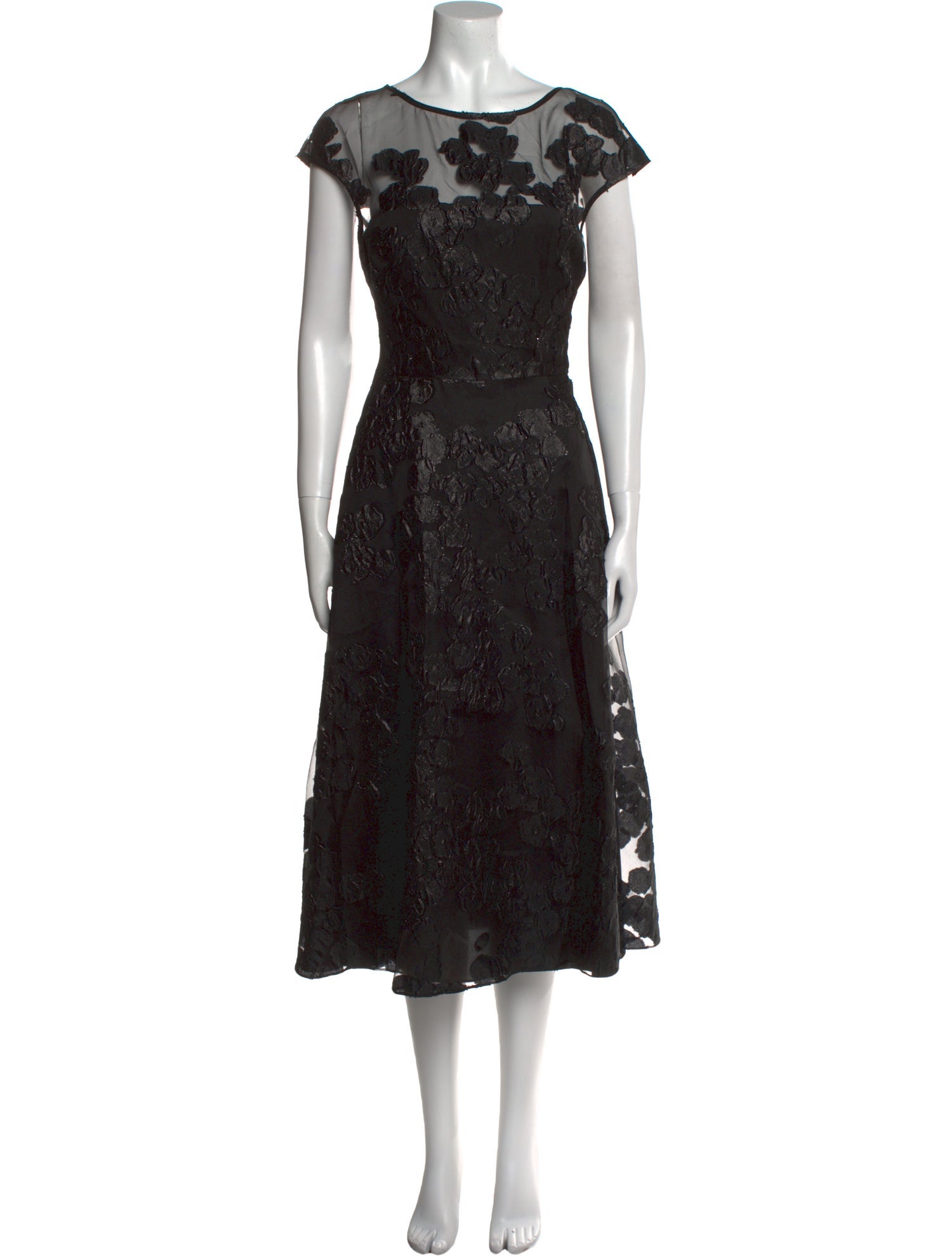 Lela Rose Lace Pattern Midi Length Dress