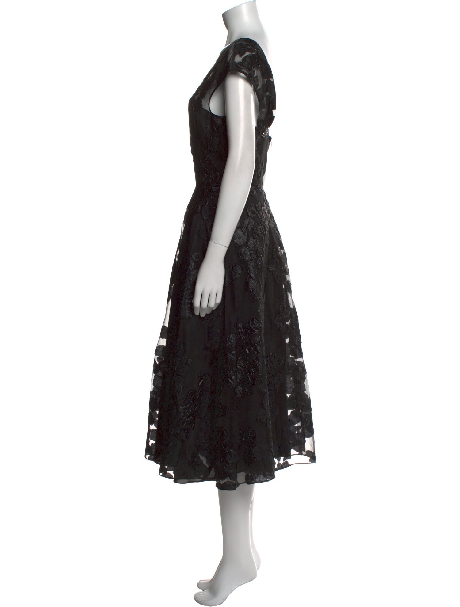 Lela Rose Lace Pattern Midi Length Dress