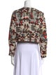Lela Rose Floral Print Long Sleeve Crop Top