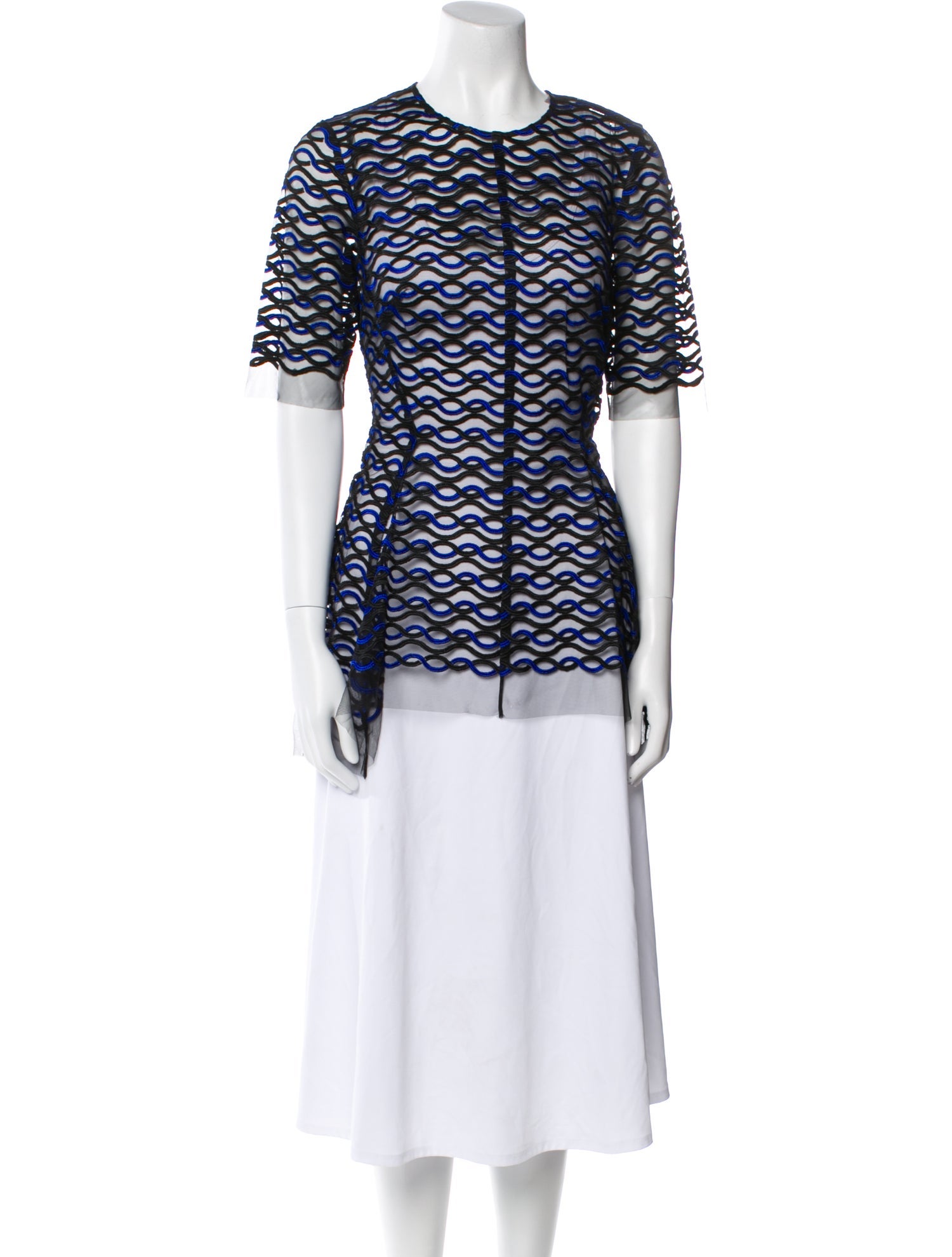 Lela Rose Printed Crew Neck Tunic