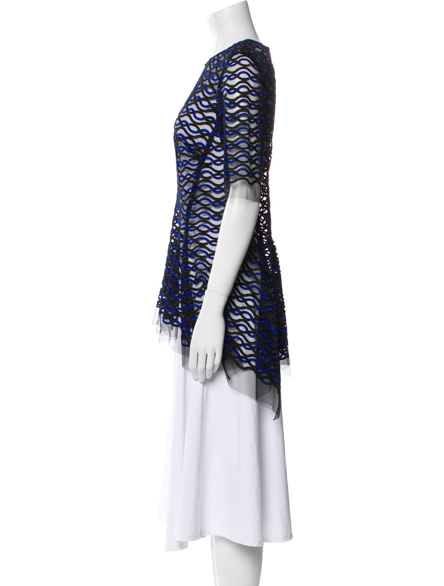 Lela Rose Printed Crew Neck Tunic