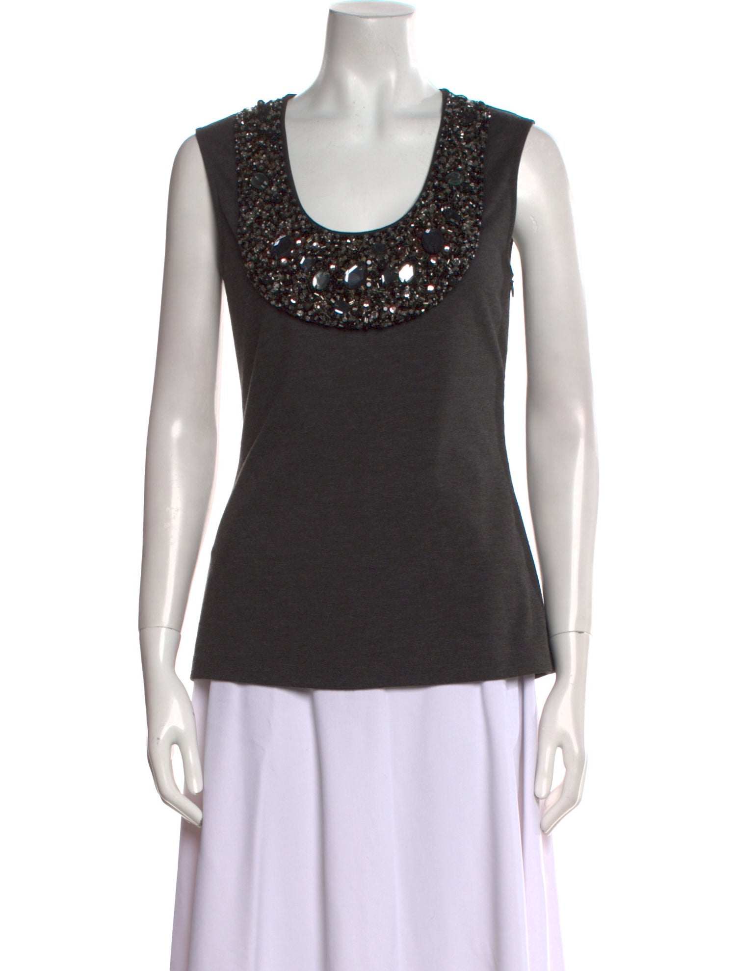 Lela Rose Scoop Neck Sleeveless Top