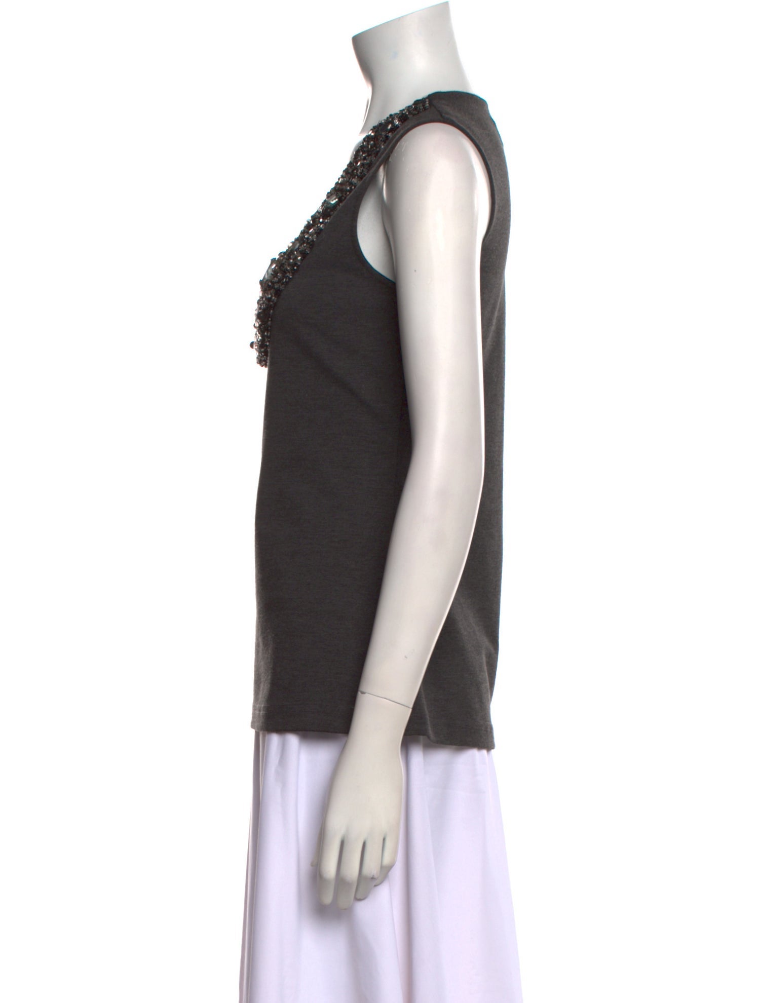Lela Rose Scoop Neck Sleeveless Top