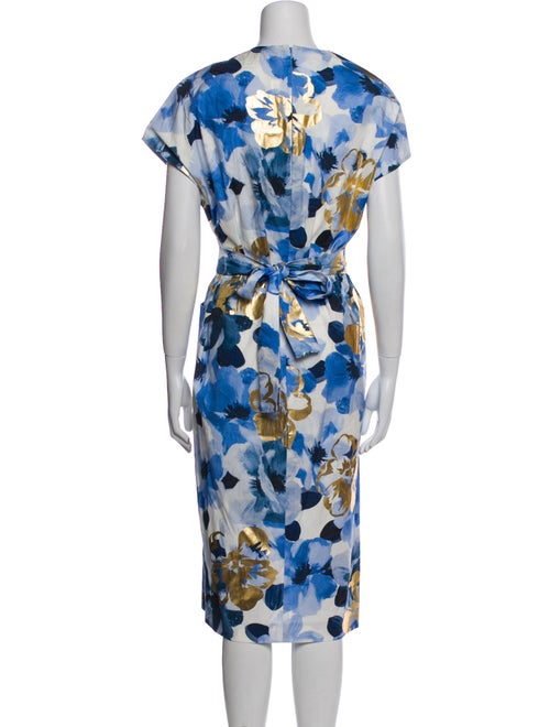Lela Rose Floral Print Midi Length Dress
