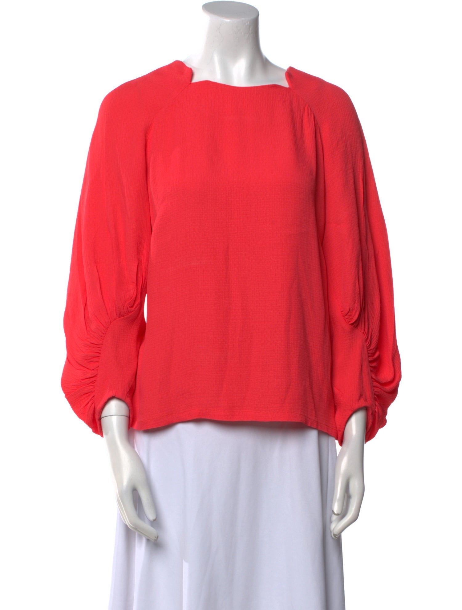 Lela Rose Bateau Neckline Three-Quarter Sleeve Blouse