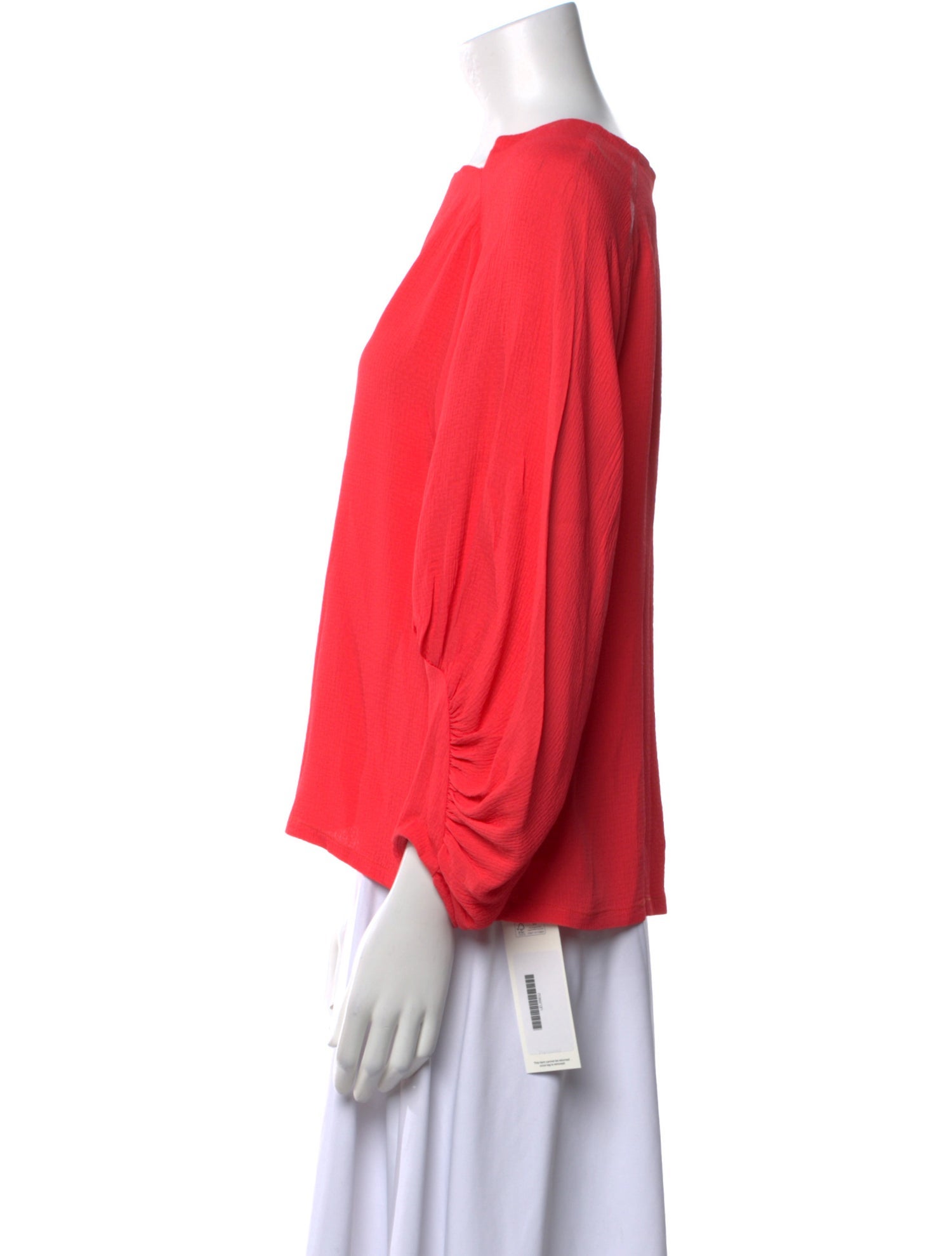 Lela Rose Bateau Neckline Three-Quarter Sleeve Blouse