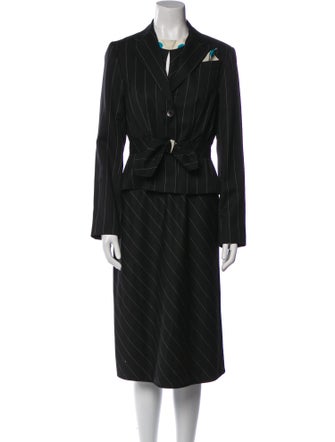 Lela Rose Wool Striped Pant Set