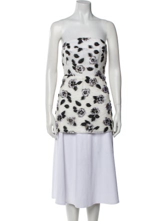 Lela Rose Floral Print Strapless Top