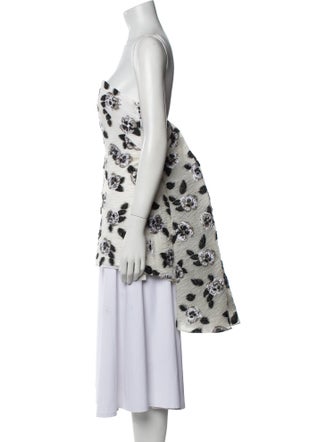 Lela Rose Floral Print Strapless Top