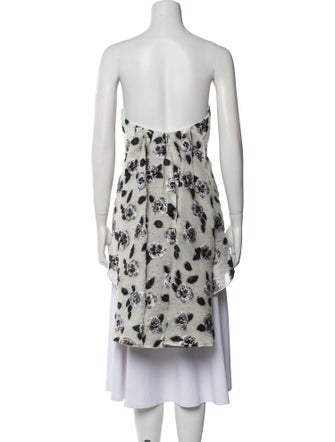 Lela Rose Floral Print Strapless Top