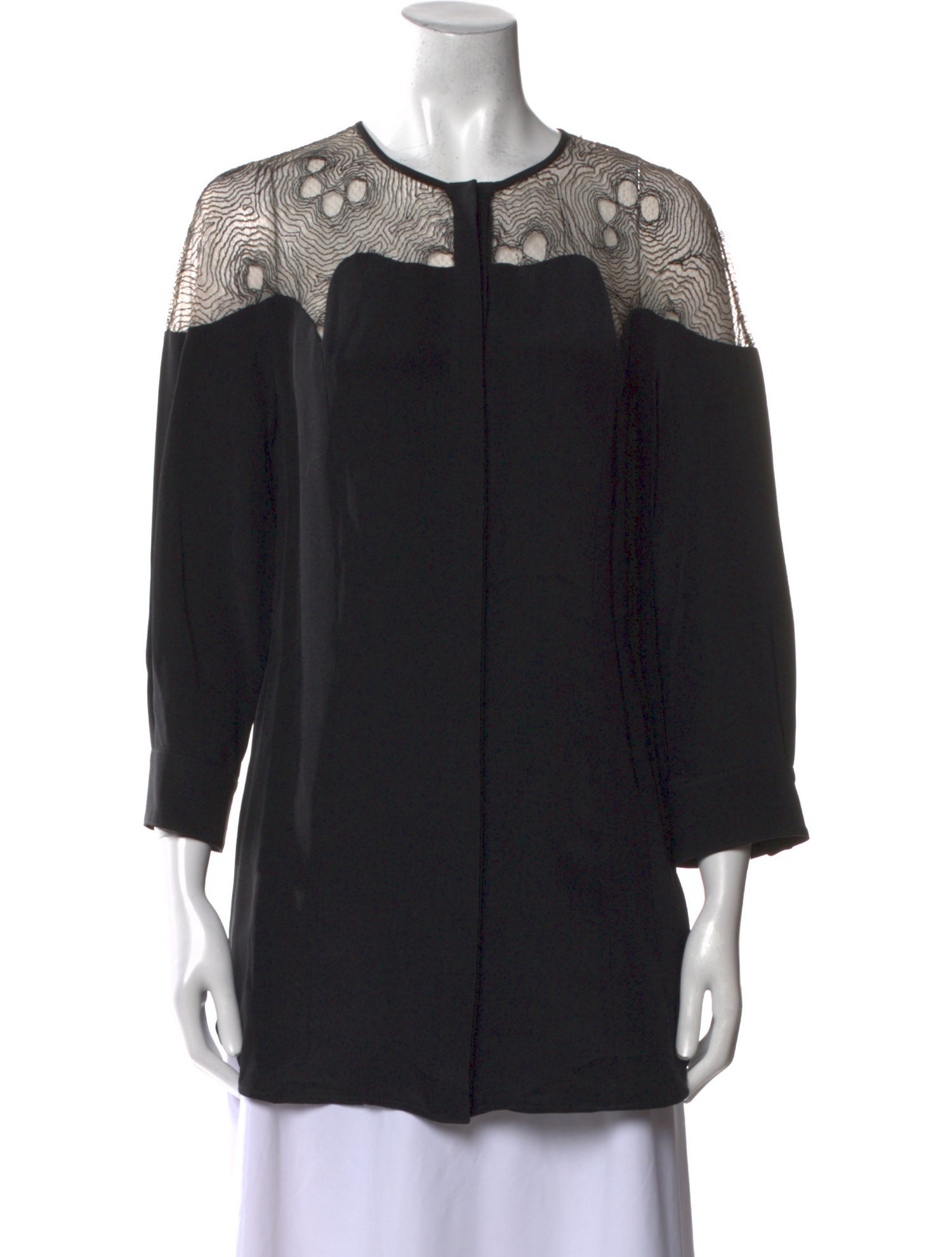 Lela Rose Crew Neck Three-Quarter Sleeve Tunic