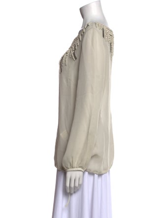 Lela Rose Silk Scoop Neck Blouse