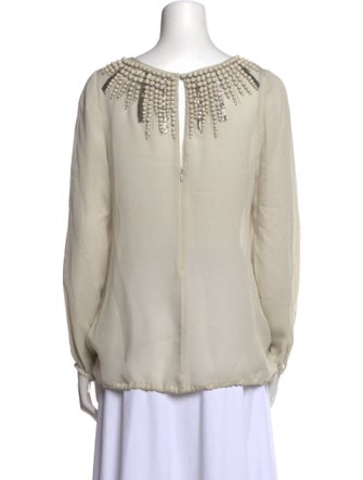 Lela Rose Silk Scoop Neck Blouse