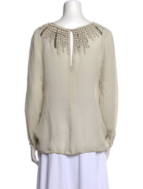 Lela Rose Silk Scoop Neck Blouse