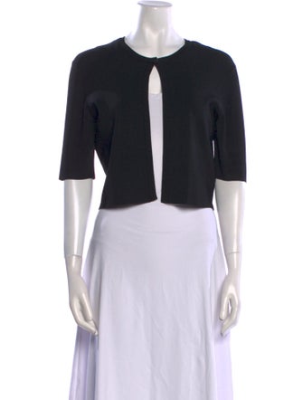 Lela Rose Crew Neck Short Sleeve Crop Top