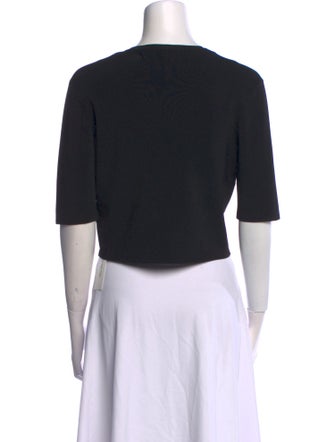 Lela Rose Crew Neck Short Sleeve Crop Top