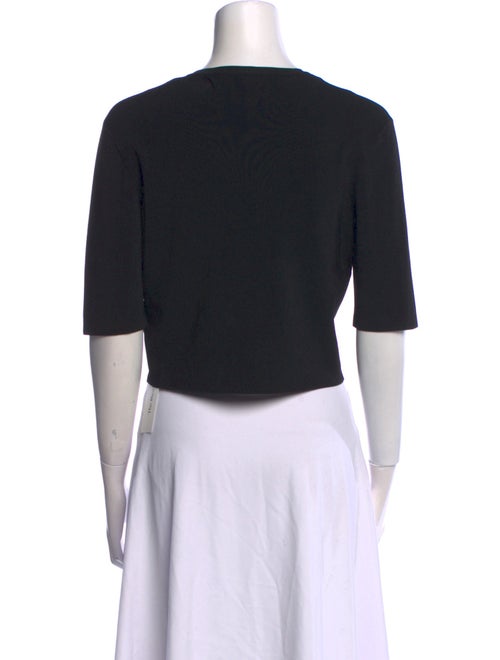 Lela Rose Crew Neck Short Sleeve Crop Top