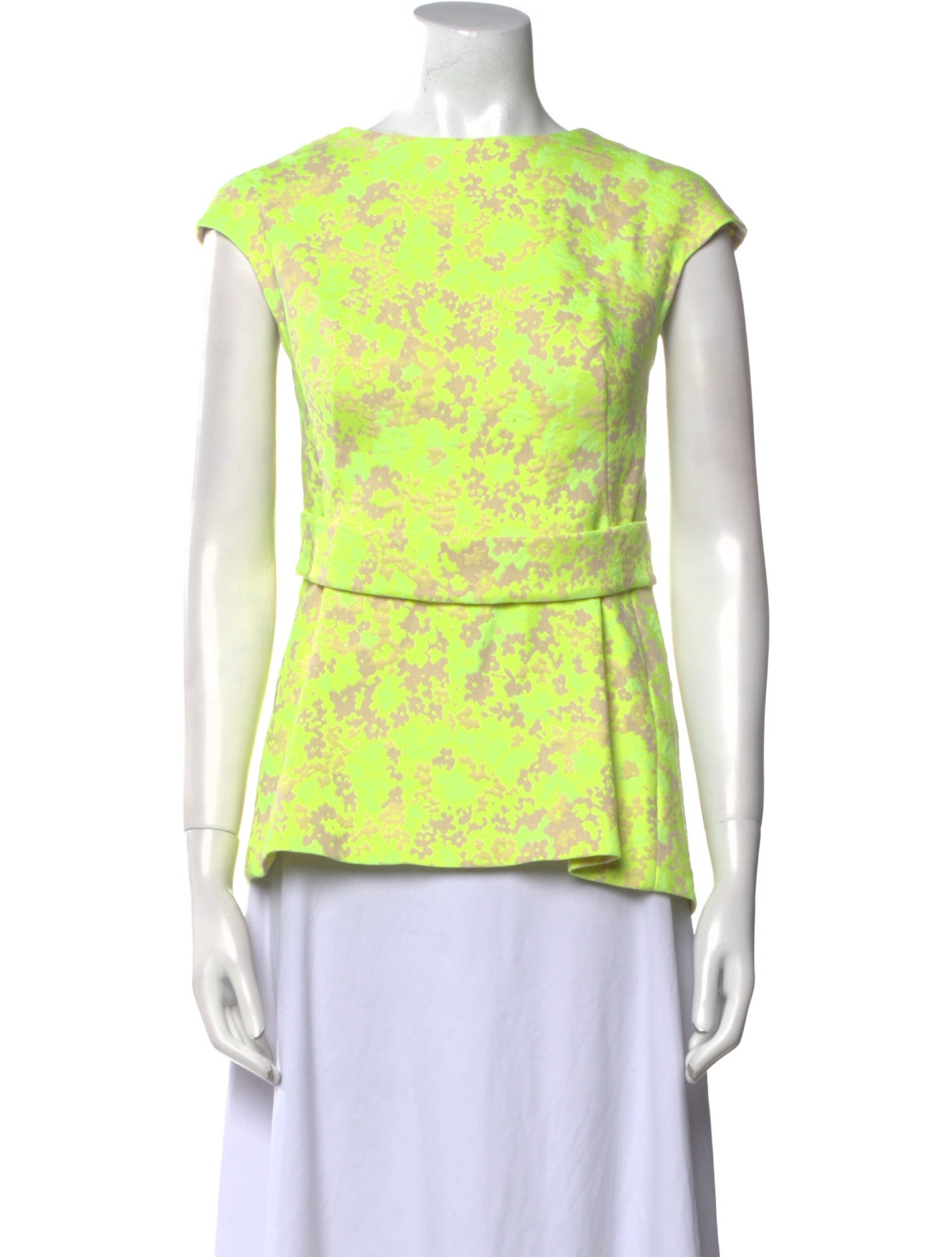 Lela Rose Printed Bateau Neckline Top