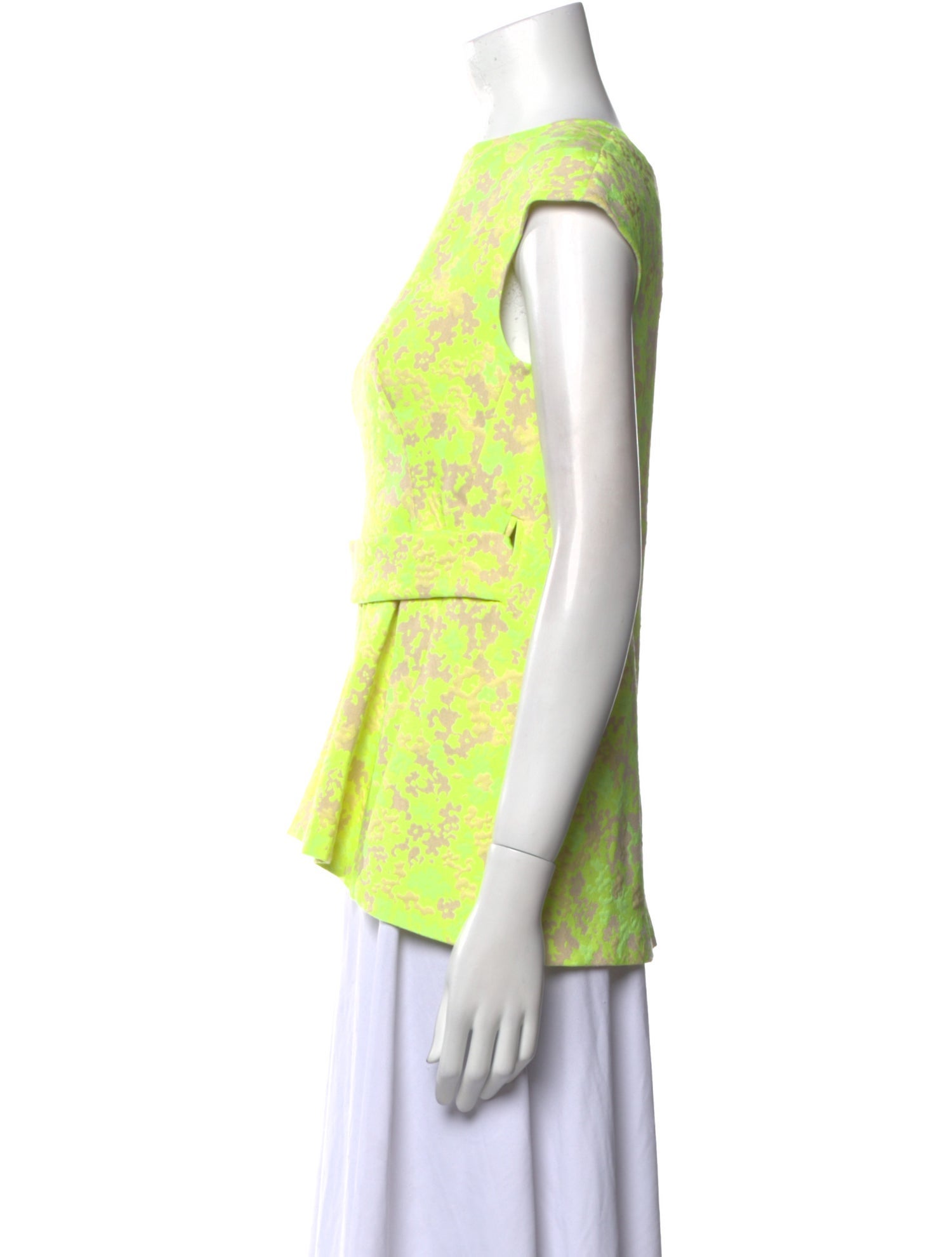 Lela Rose Printed Bateau Neckline Top