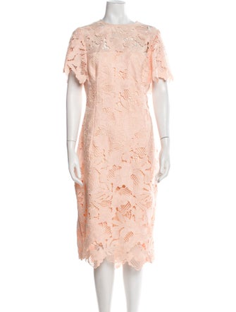 Lela Rose Lace Pattern Midi Length Dress