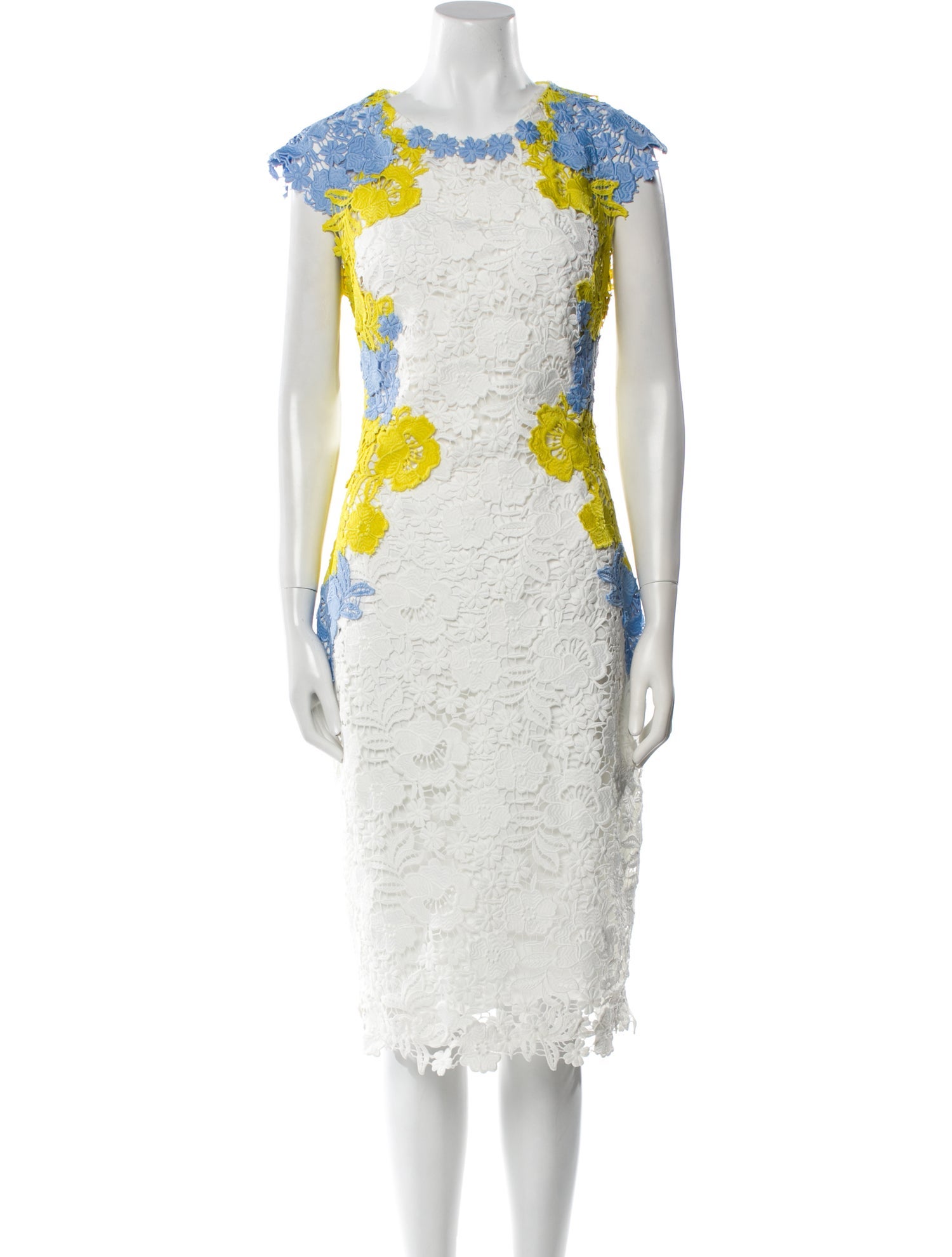 Lela Rose Lace Pattern Midi Length Dress