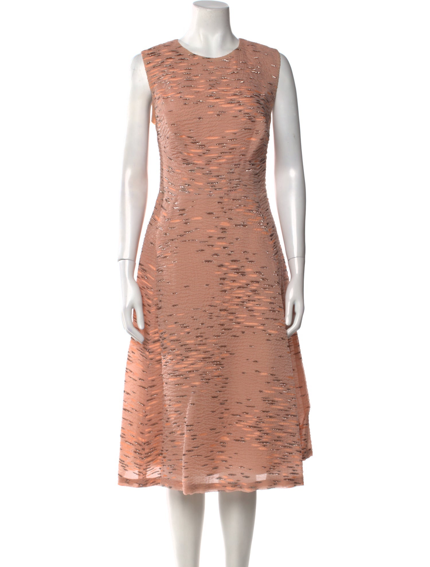 Lela Rose Crew Neck Midi Length Dress