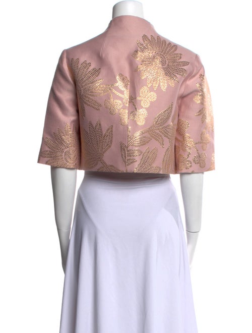 Lela Rose Printed Open Front Crop Top