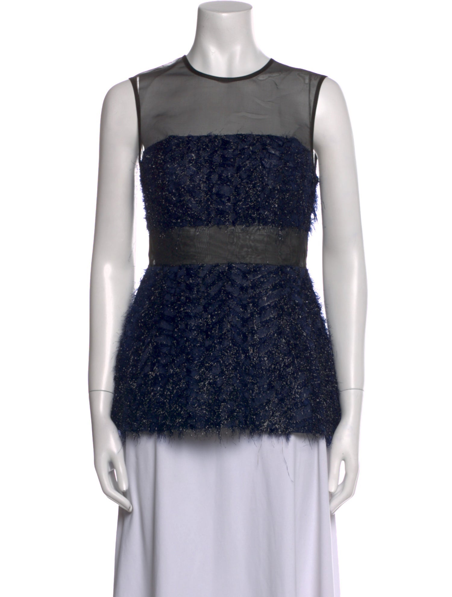 Lela Rose Crew Neck Sleeveless Top