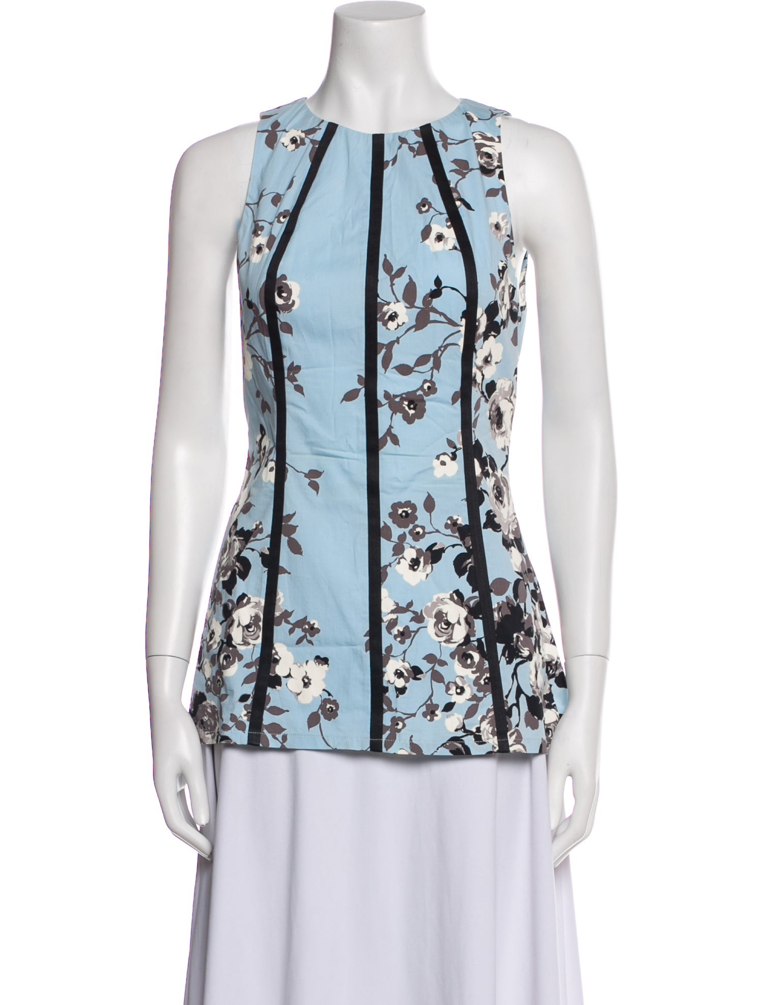 Lela Rose Floral Print Scoop Neck Top