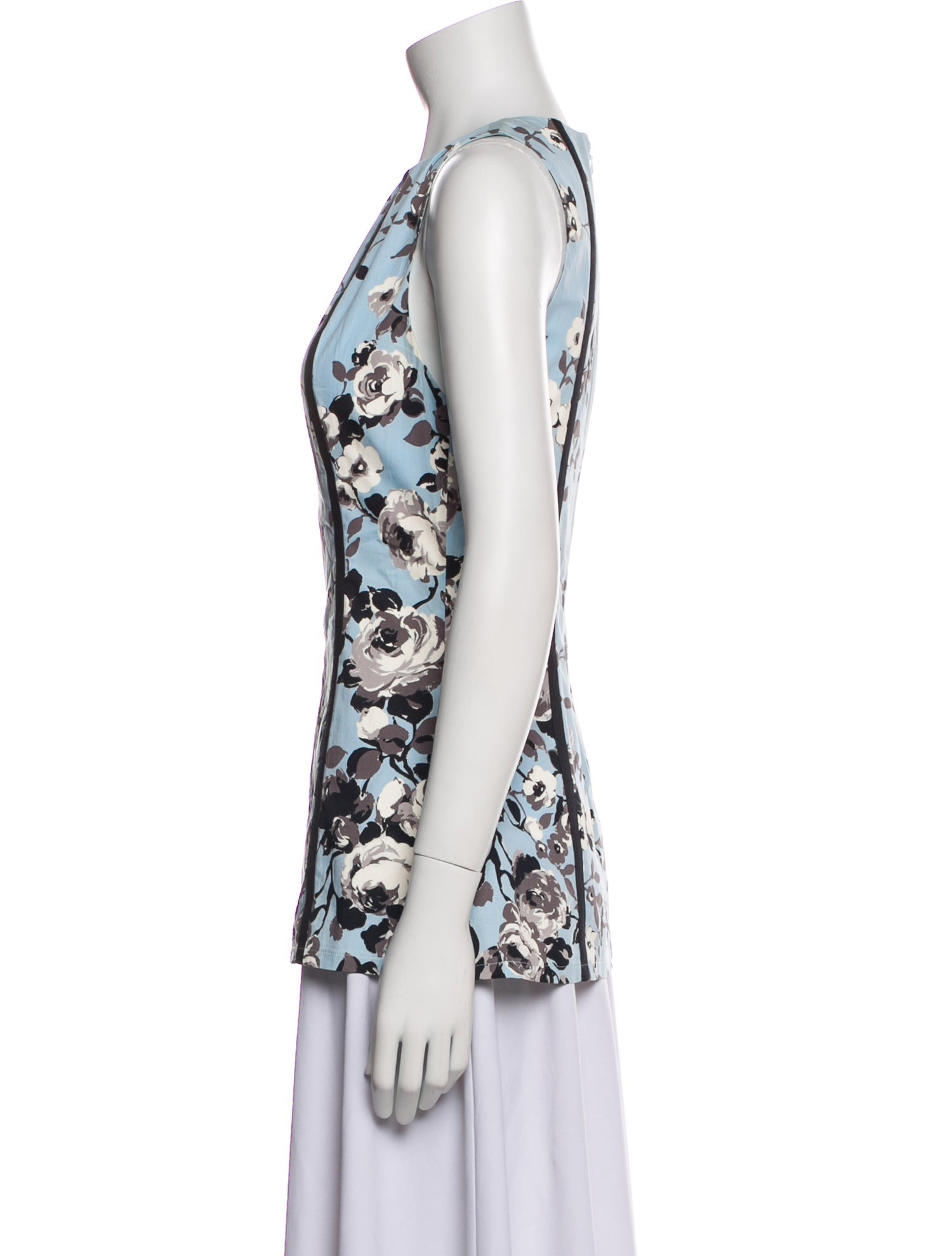 Lela Rose Floral Print Scoop Neck Top