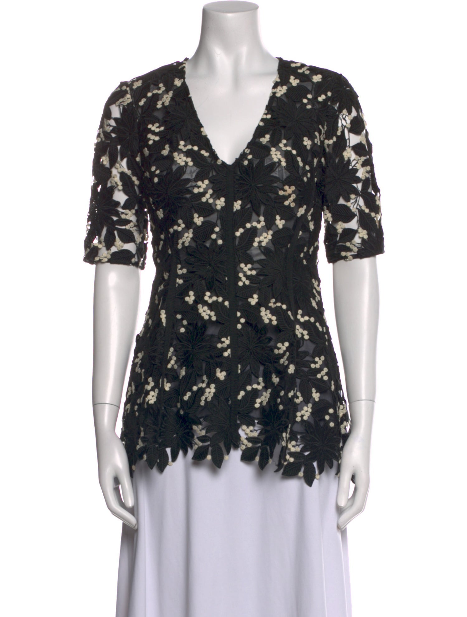 Lela Rose Silk Floral Print Blouse