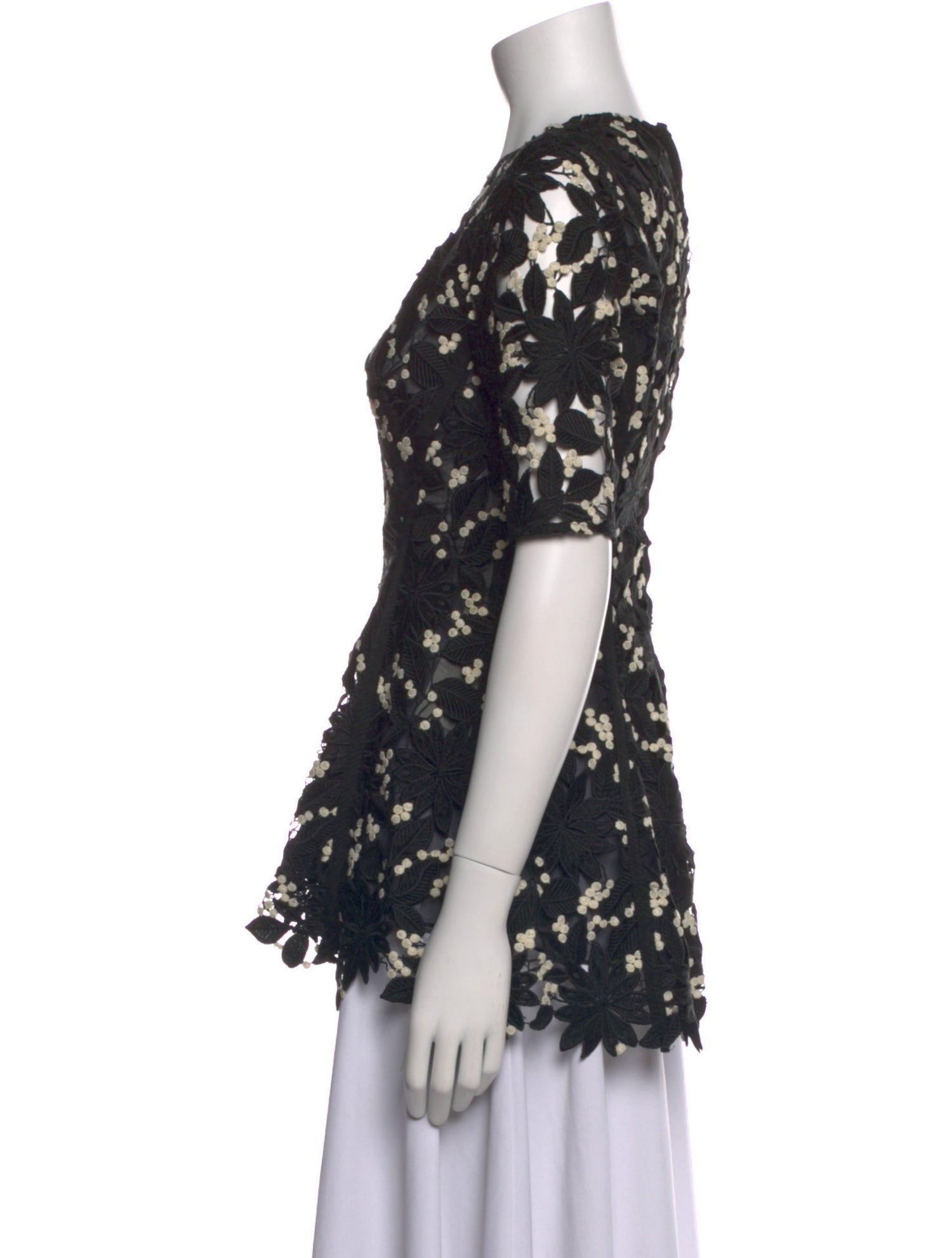 Lela Rose Silk Floral Print Blouse