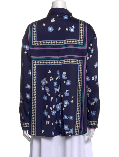 Lela Rose Printed Long Sleeve Button-Up Top