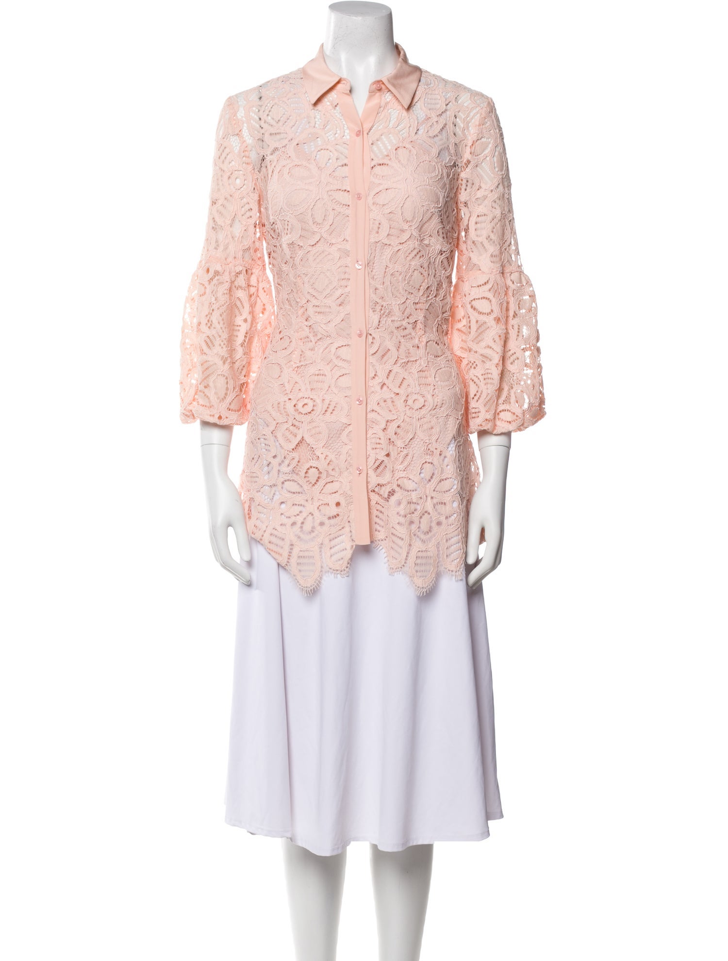 Lela Rose Lace Pattern Three-Quarter Sleeve Tunic w/ Tags