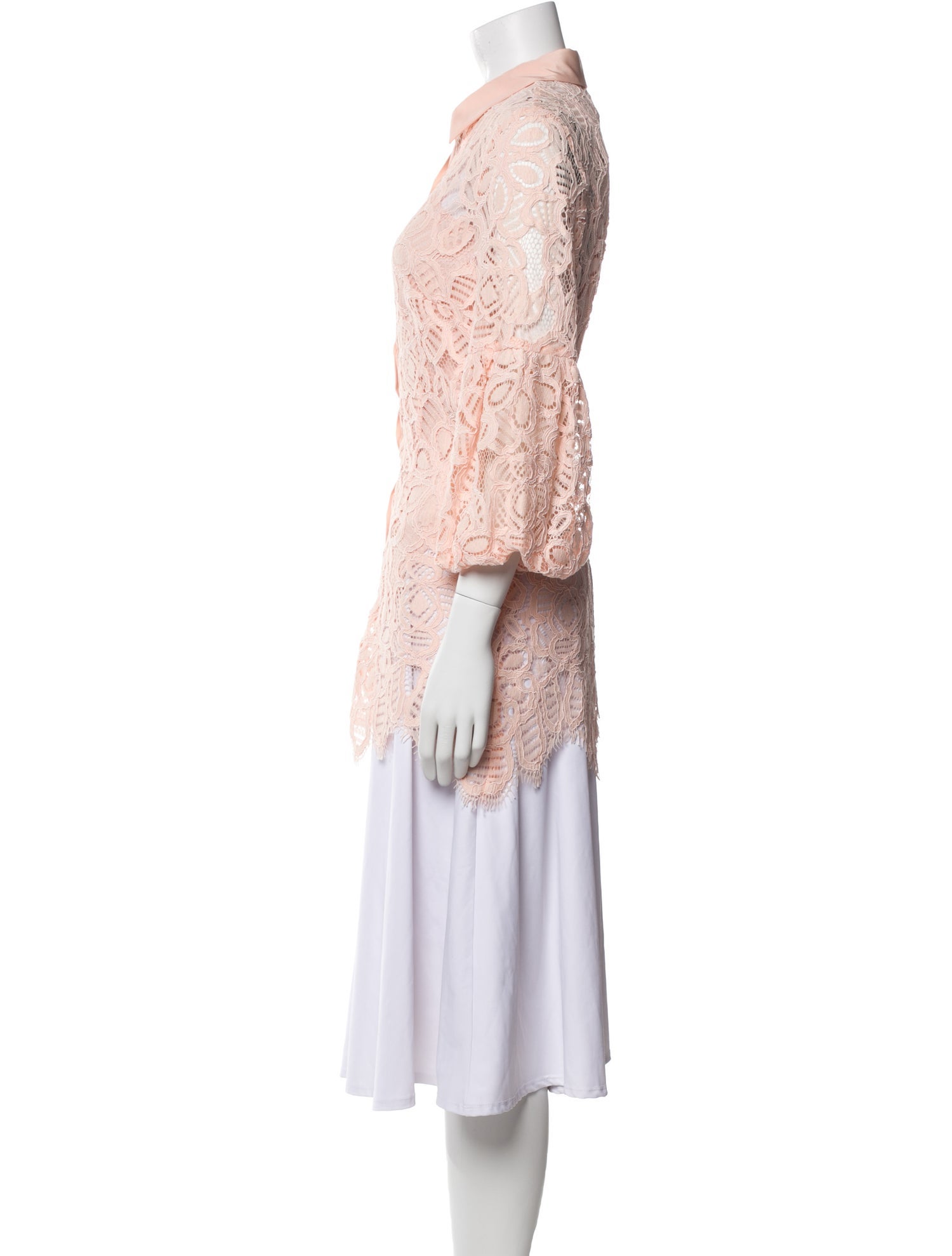 Lela Rose Lace Pattern Three-Quarter Sleeve Tunic w/ Tags