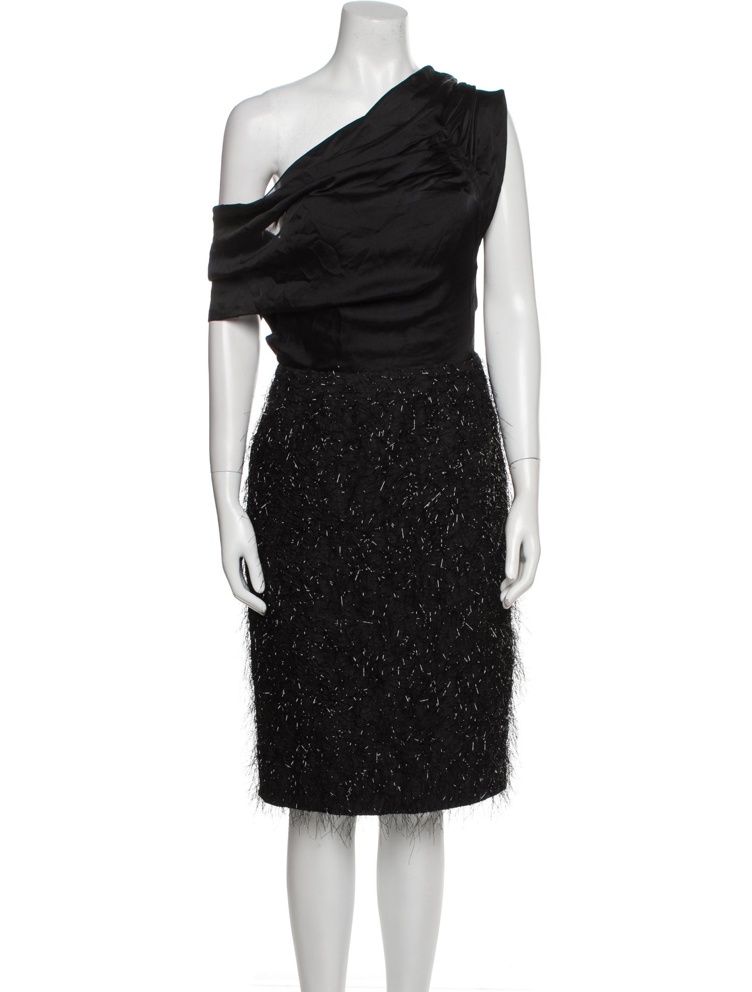 Lela Rose One-Shoulder Knee-Length Dress