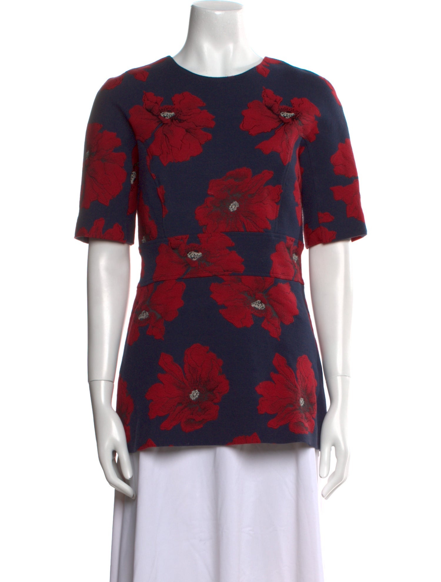 Lela Rose Floral Print Crew Neck T-Shirt
