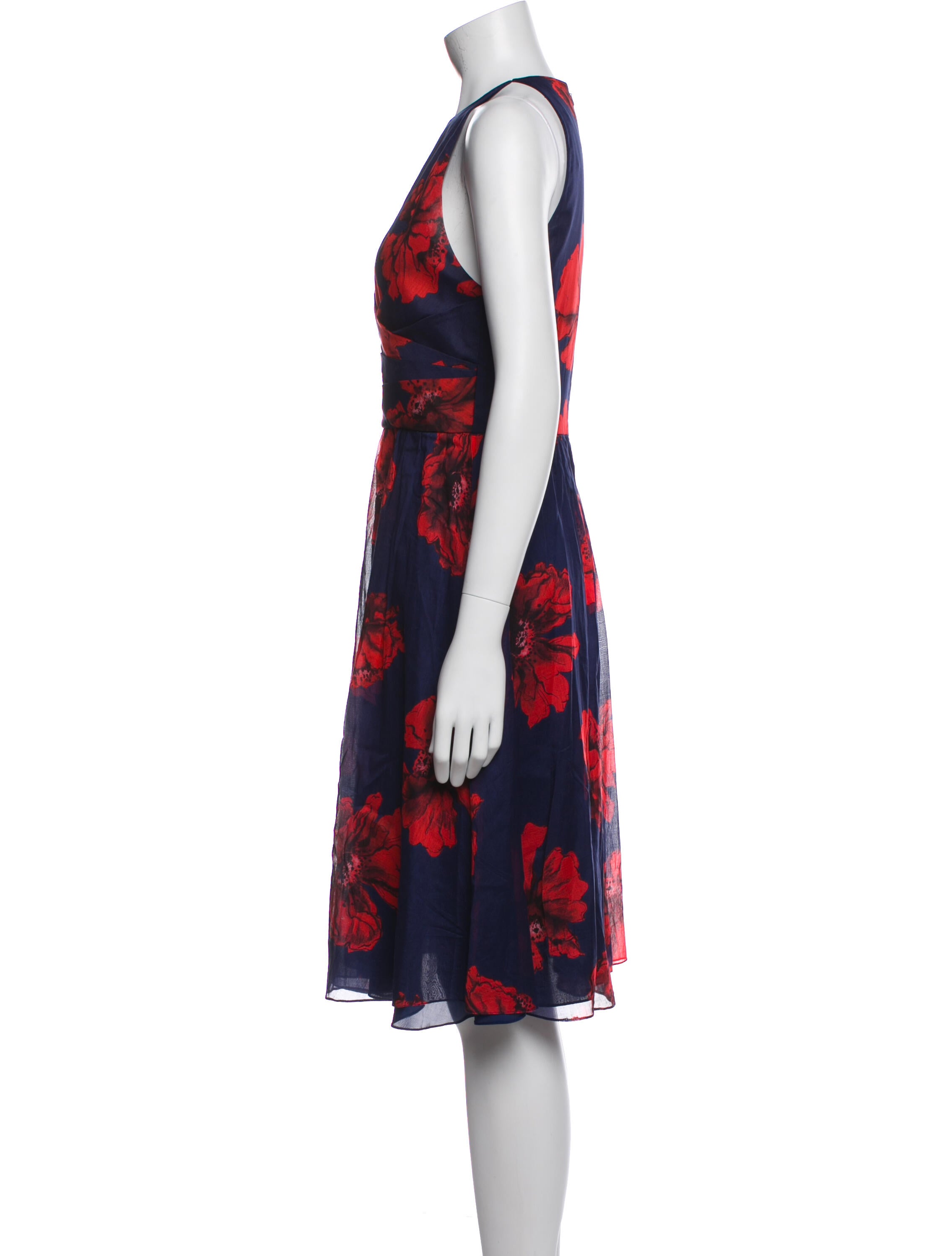 Lela Rose Floral Print Knee-Length Dress
