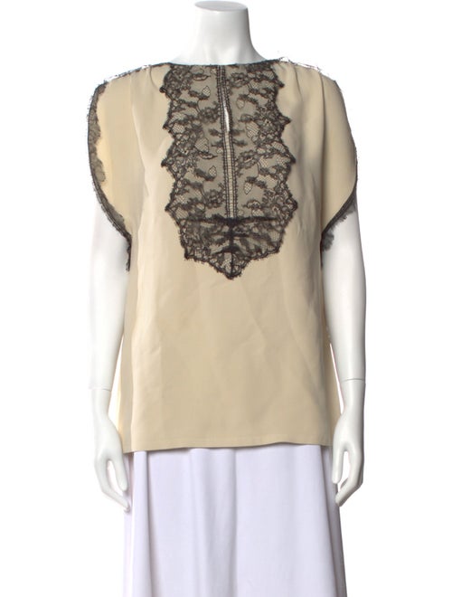 Lela Rose Silk Scoop Neck Blouse