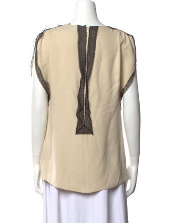 Lela Rose Silk Scoop Neck Blouse